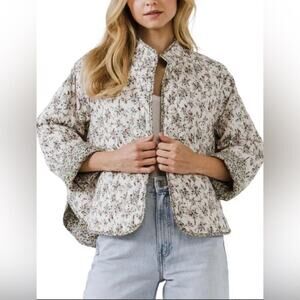 English Factory Floral Contrast Quilted Feminine Boxy Jacket- Medium
